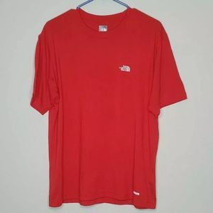 North Face Men's Red Logo Vapor Wick Short Sleeve Athletic Shirt Size Large